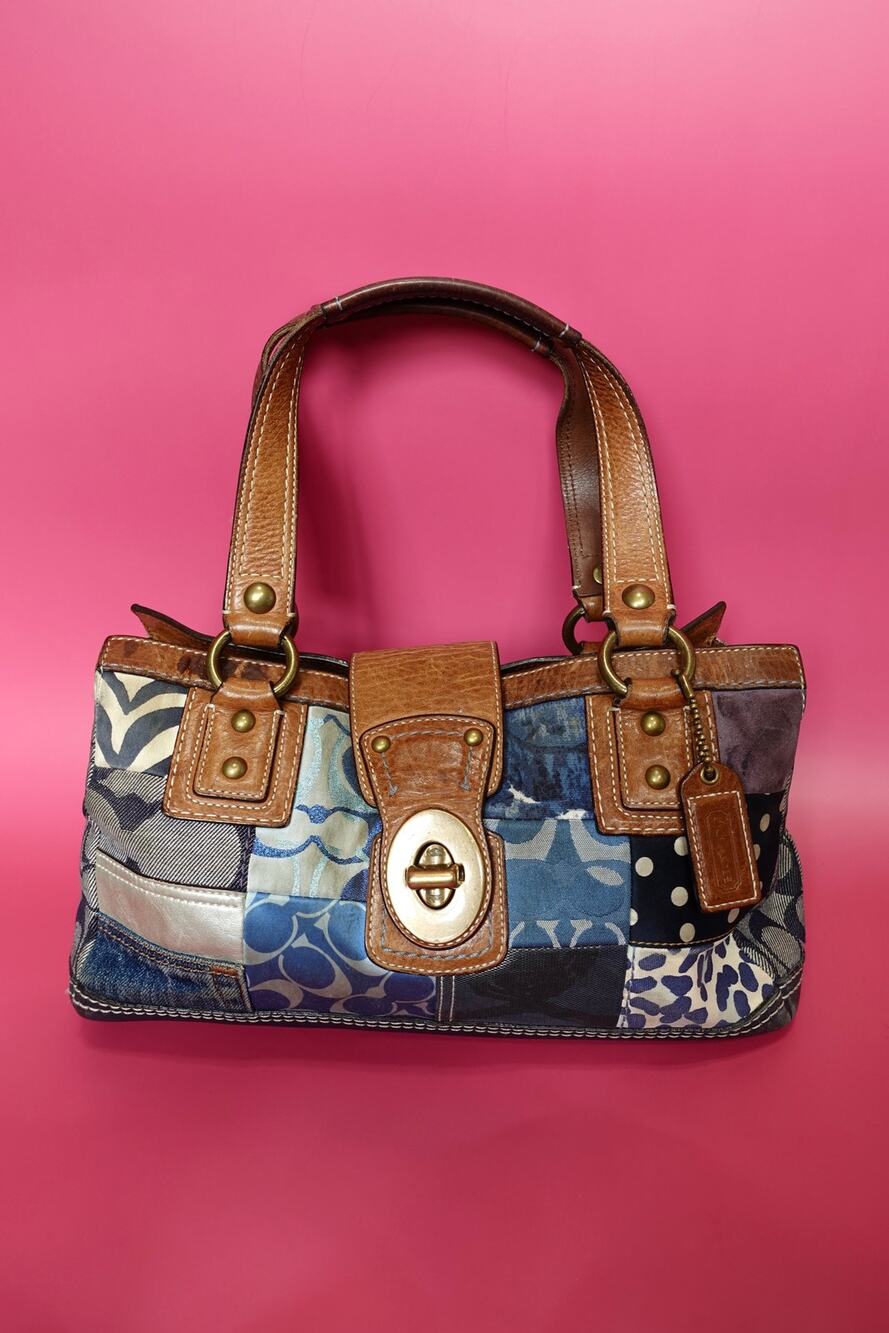 Coach Denim Patchwork Satchel